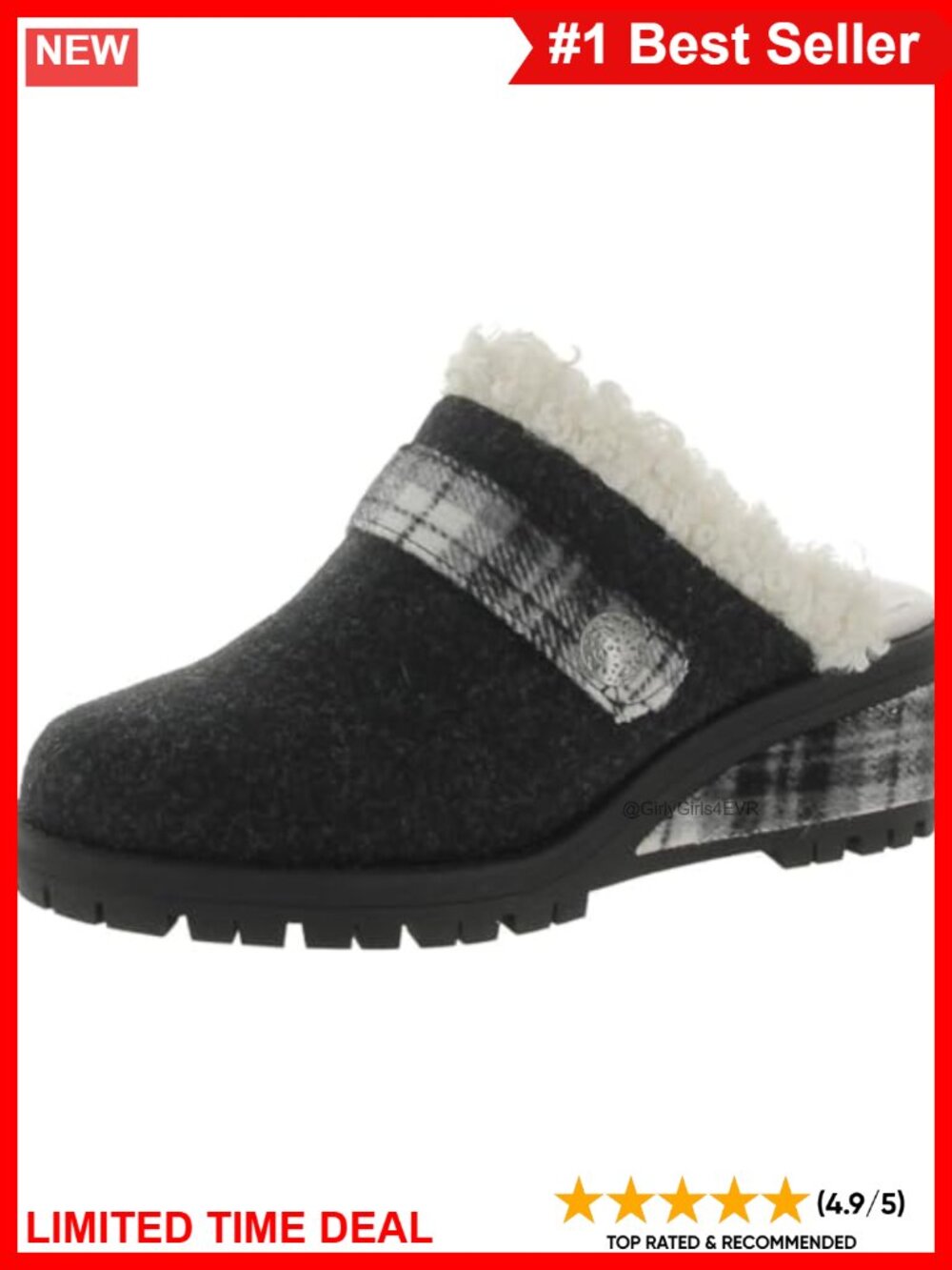 MUK LUKS Norway Bergen Wedge Clog Faux Fur Memory Foam Women's Shoes